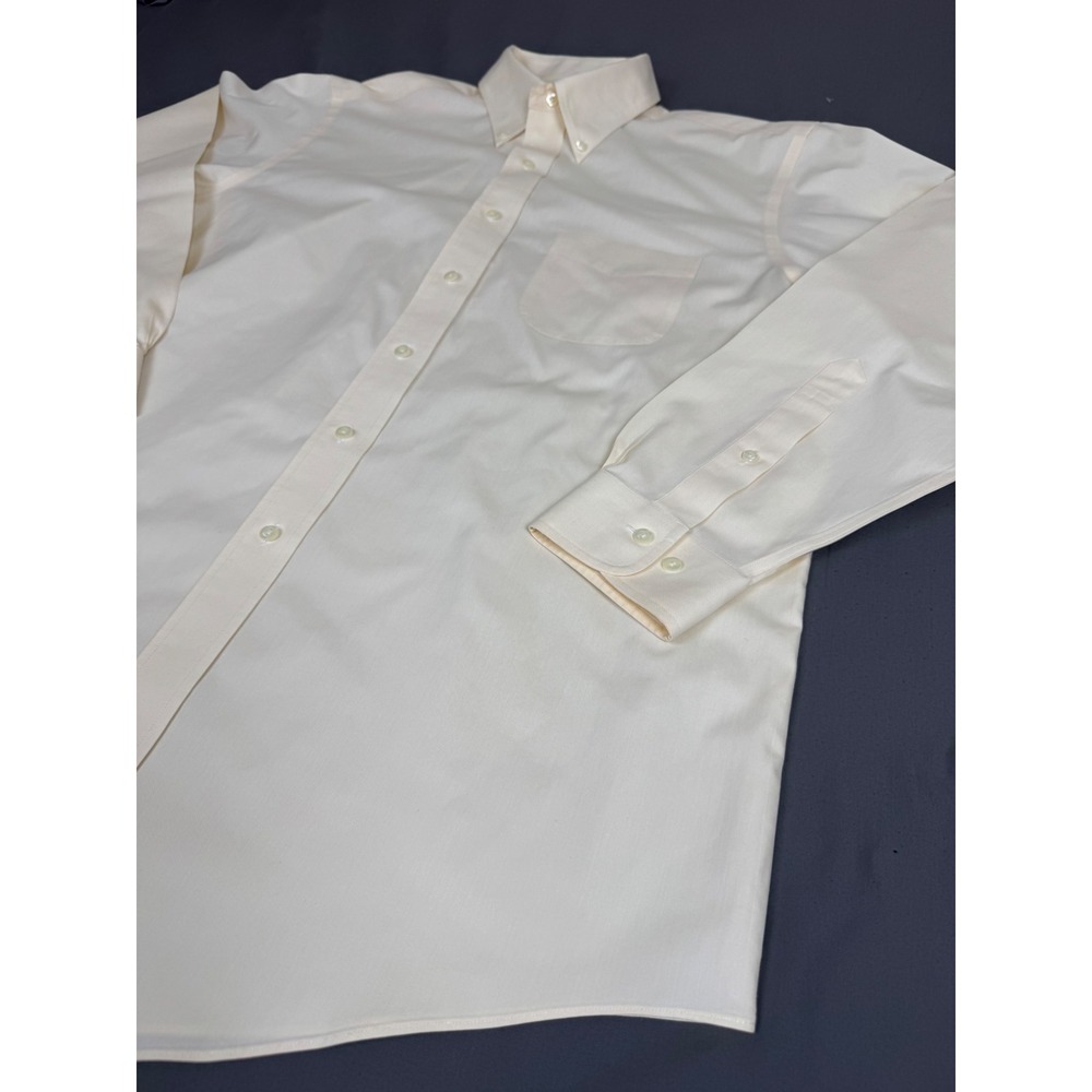Brooks Brothers 346 Mens 16.5 34/35 Non-Iron Cotton Dress Shirt Cream Yellow - Picture 8 of 13